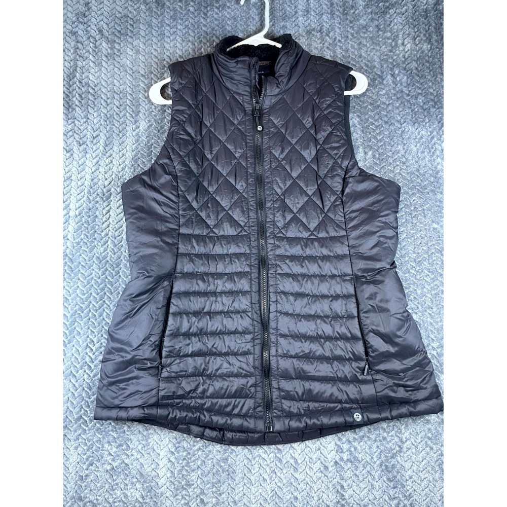 Mondetta Outdoor Project Fleece Slim Puffer Vest Mens L Black Quilted Full Zip